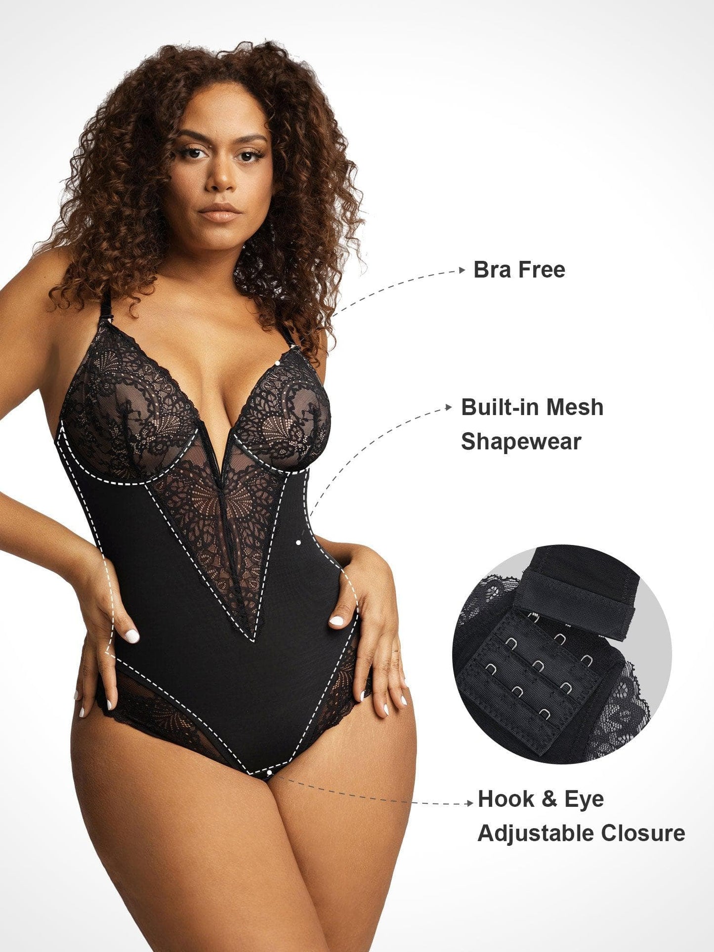 Lace Deep-V Neck Bodysuits