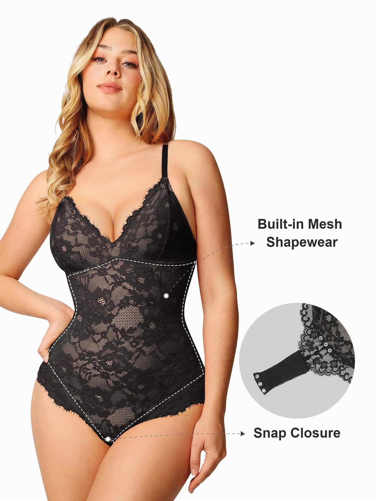 Lace Deep-V Neck Bodysuits