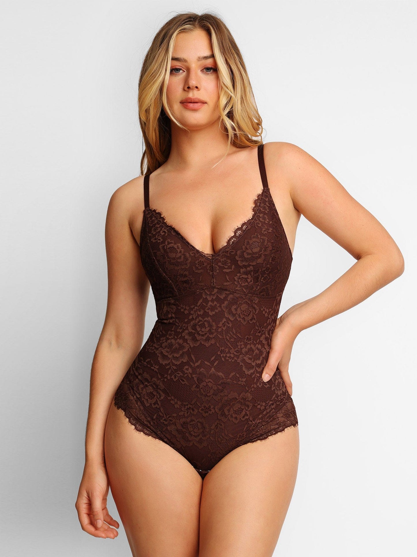 Lace Deep-V Neck Bodysuits