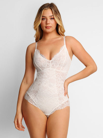 Lace Deep-V Neck Bodysuits