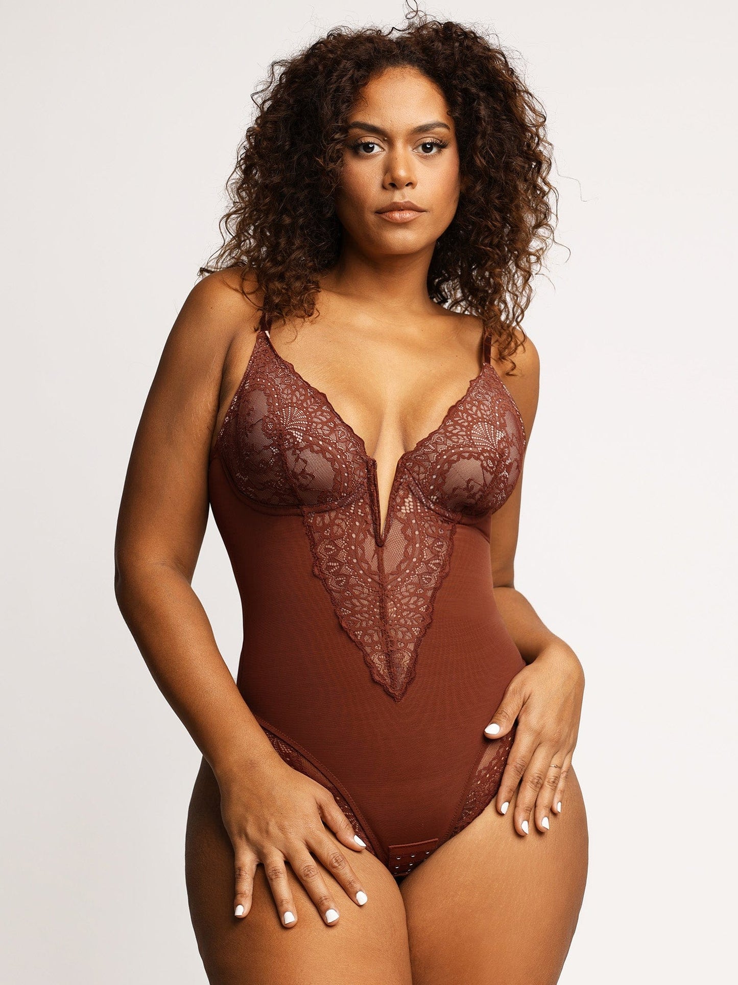 Lace Deep-V Neck Bodysuits